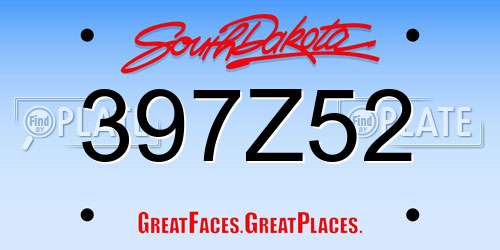 397Z52 South Dakota License Plate