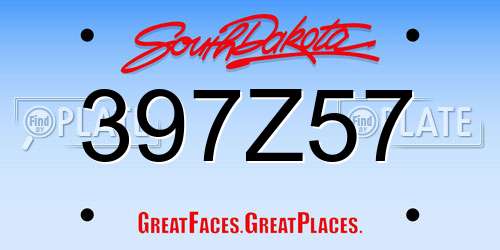 397Z57 South Dakota License Plate