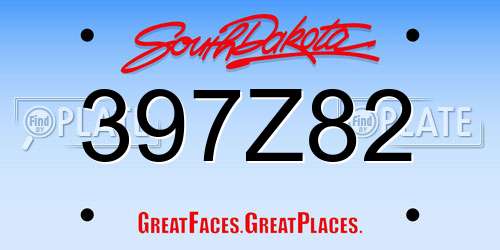397Z82 South Dakota License Plate
