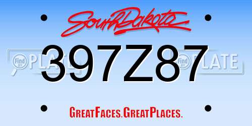 397Z87 South Dakota License Plate