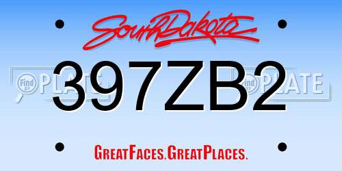 397ZB2 South Dakota License Plate