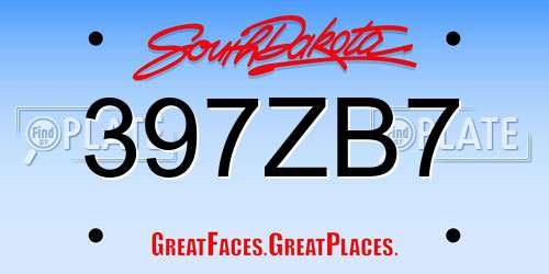 397ZB7 South Dakota License Plate