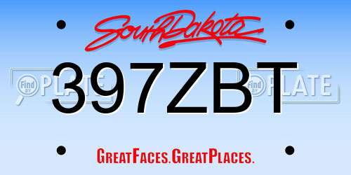 397ZBT South Dakota License Plate