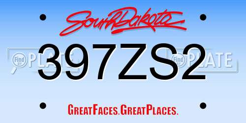 397ZS2 South Dakota License Plate