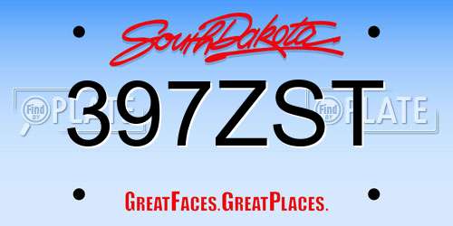 397ZST South Dakota License Plate
