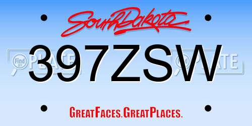 397ZSW South Dakota License Plate