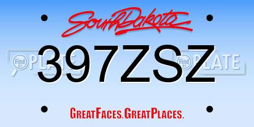 397ZSZ South Dakota License Plate