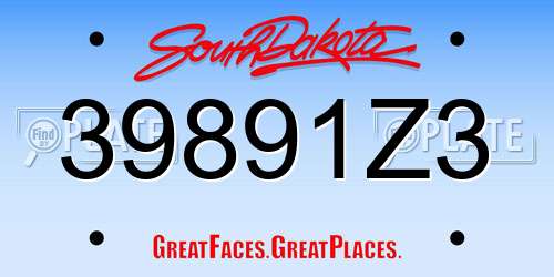 39891Z3 South Dakota License Plate