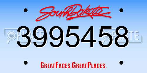 3995458 South Dakota License Plate