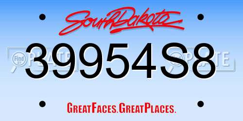 39954S8 South Dakota License Plate