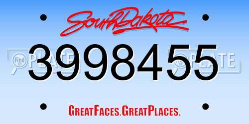 3998455 South Dakota License Plate