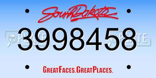 3998458 South Dakota License Plate