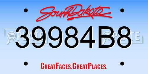 39984B8 South Dakota License Plate