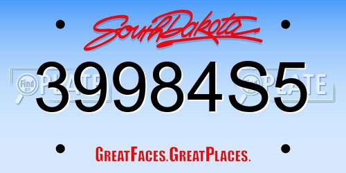 39984S5 South Dakota License Plate