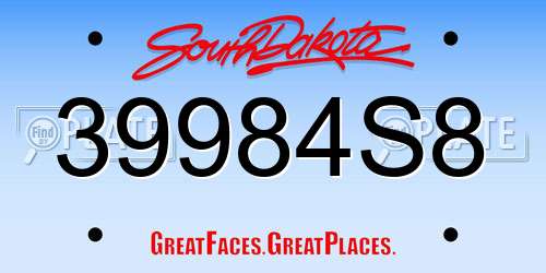 39984S8 South Dakota License Plate