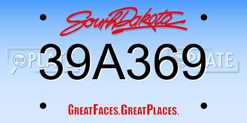 39A369 South Dakota License Plate