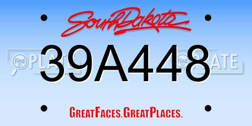 39A448 South Dakota License Plate