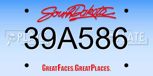 39A586 South Dakota License Plate