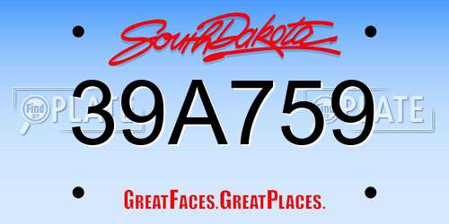 39A759 South Dakota License Plate