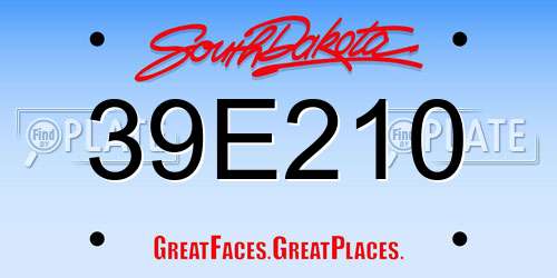 39E210 South Dakota License Plate