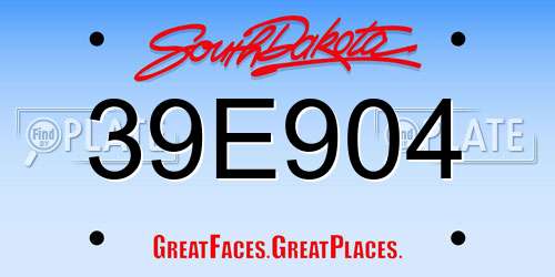 39E904 South Dakota License Plate