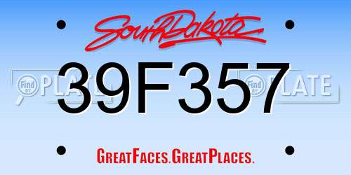 39F357 South Dakota License Plate