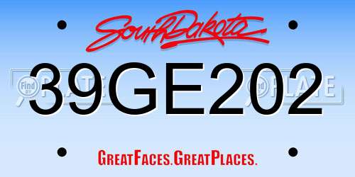 39GE202 South Dakota License Plate