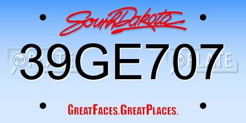 39GE707 South Dakota License Plate