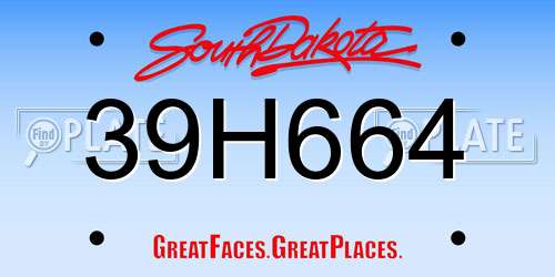 39H664 South Dakota License Plate