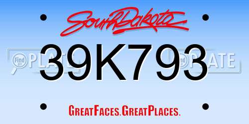 39K793 South Dakota License Plate