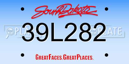 39L282 South Dakota License Plate