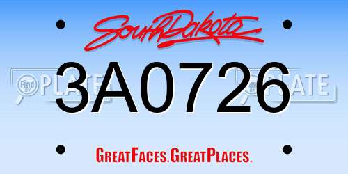 3A0726 South Dakota License Plate