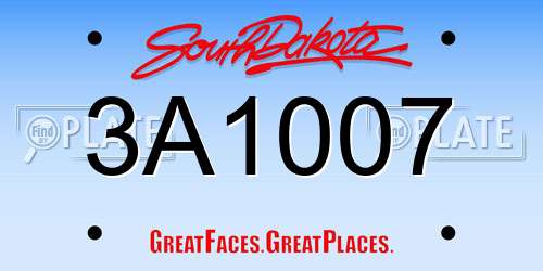3A1007 South Dakota License Plate
