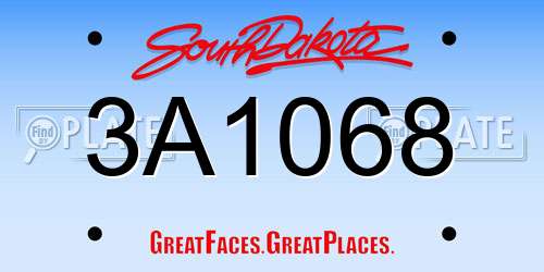 3A1068 South Dakota License Plate