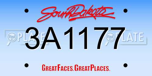 3A1177 South Dakota License Plate