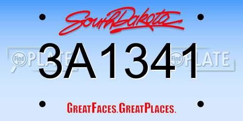 3A1341 South Dakota License Plate