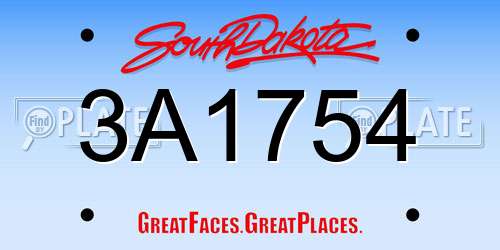 3A1754 South Dakota License Plate