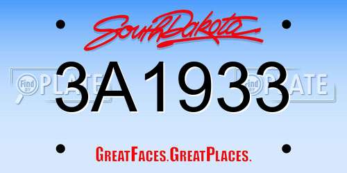 3A1933 South Dakota License Plate