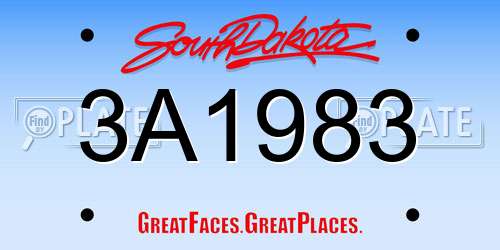 3A1983 South Dakota License Plate