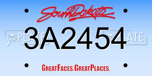3A2454 South Dakota License Plate
