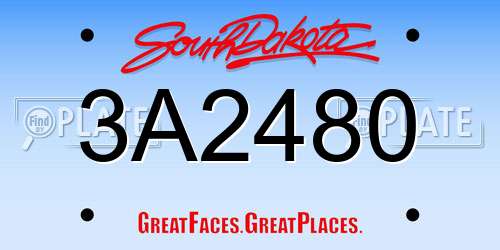 3A2480 South Dakota License Plate
