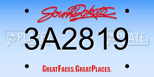 3A2819 South Dakota License Plate