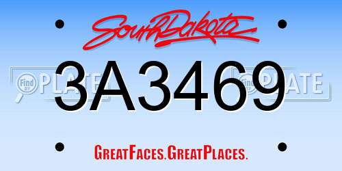 3A3469 South Dakota License Plate