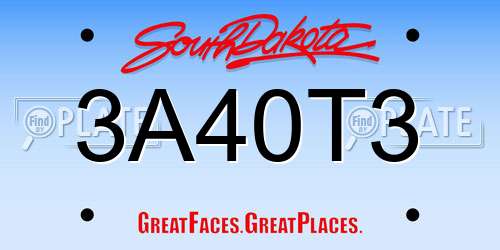 3A40T3 South Dakota License Plate
