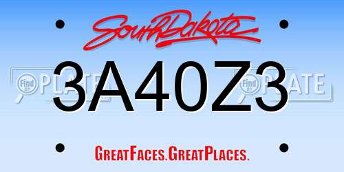 3A40Z3 South Dakota License Plate
