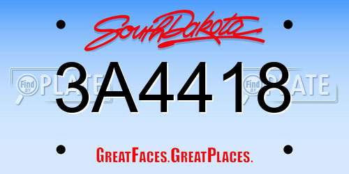 3A4418 South Dakota License Plate