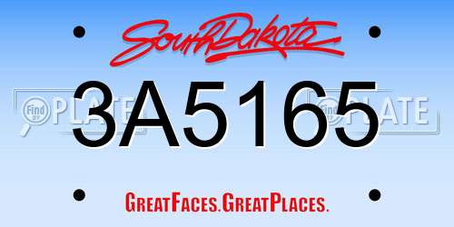 3A5165 South Dakota License Plate