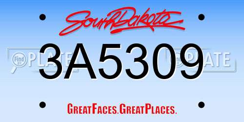 3A5309 South Dakota License Plate