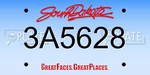 3A5628 South Dakota License Plate