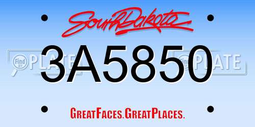 3A5850 South Dakota License Plate